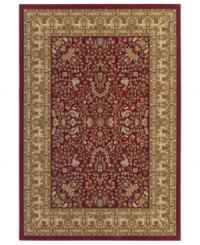 A lush ground of crisp red and cream creates a stunning composition in the Tamena area rug from Couristan. Woven of heat-set Courton™ polypropylene, a synthetic fiber that's meticulously crafted for durability. A lush ground of crisp red and cream creates a stunning composition in the Tamena area rug from Couristan. Woven of heat-set Courton™ polypropylene, a synthetic fiber that's meticulously crafted for durability.