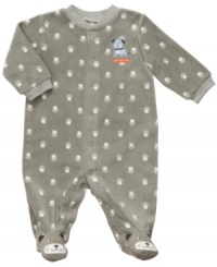 Take a step towards cozy, cute comfort with this adorable paw-print footed coverall from Carter's. Take a step towards cozy, cute comfort with this adorable paw-print footed coverall from Carter's.