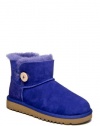 UGG Australia Children's Mini Bailey Button Fleece Lined Boots,Blueberry,3 Child US