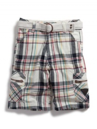 GUESS Plaid Shorts with Grommet Web Belt, PLAID (4) GUESS Plaid Shorts with Grommet Web Belt, PLAID (4)