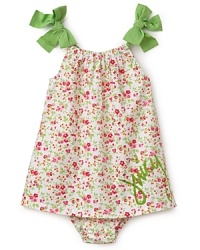 A country-chic floral print gets eye-popping color and oversized bows on this party-ready dress from Juicy Couture. Matching panty included. A country-chic floral print gets eye-popping color and oversized bows on this party-ready dress from Juicy Couture. Matching panty included.