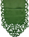 Homewear Cutwork and Embroidery Imperial Scroll 14-Inch by 90-Inch Runner, Loden Green