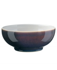 A true gem, the Amethyst cereal bowl is simply glazed but boldly hued, in deep indigo and crisp white from Denby's collection of dinnerware. The dishes can embrace their luxe color alone or they can be paired with the playful dots of Amethyst Stone for a well-balanced and uniquely customized table setting. A true gem, the Amethyst cereal bowl is simply glazed but boldly hued, in deep indigo and crisp white from Denby's collection of dinnerware. The dishes can embrace their luxe color alone or they can be paired with the playful dots of Amethyst Stone for a well-balanced and uniquely customized table setting.