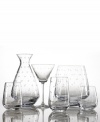 Savor the crisp flavor of white wine with the Larabee Dot euro white wine glass. Etched polka-dots on clear crystal lend elegance to any vintage. 11 oz. Shown far left.