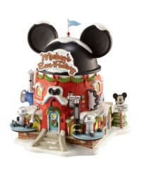 Dreams come true at Mickey's Ears Factory. Topped off with the icon itself, this enchanting building brings a legend to the North Pole. Conveyor belts of Mickey Mouse ears flank each side, while gears, chutes and pipes give it a true factory feel. Dreams come true at Mickey's Ears Factory. Topped off with the icon itself, this enchanting building brings a legend to the North Pole. Conveyor belts of Mickey Mouse ears flank each side, while gears, chutes and pipes give it a true factory feel.
