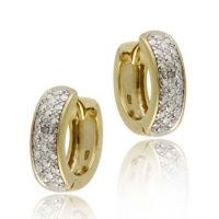 18K Gold over Sterling Silver Diamond Accent Huggies Hoop Earrings 18K Gold over Sterling Silver Diamond Accent Huggies Hoop Earrings