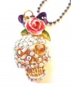 Big Colorful Crystal Skull with Rose Necklace