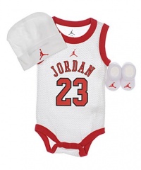 JORDAN 3 PIECE INFANT SET IBSP524-WHT (ONE, WHITE/RED) JORDAN 3 PIECE INFANT SET IBSP524-WHT (ONE, WHITE/RED)
