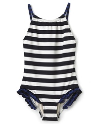 Juicy Couture Girls' Striped Mailot Swimsuit - Sizes 2-12 Juicy Couture Girls' Striped Mailot Swimsuit - Sizes 2-12