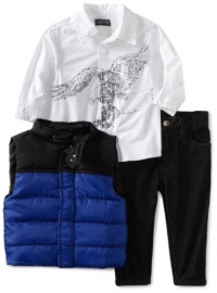 Kenneth Cole Baby-Boys Infant 3 Piece Vest with Shirt and Jean, Blue/Black, 12 Months Kenneth Cole Baby-Boys Infant 3 Piece Vest with Shirt and Jean, Blue/Black, 12 Months