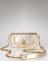 Get on-trend style this season with this ultra-chic leather mini bag from Tory Burch.