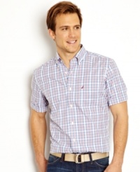 Look crisp without any effort with this plaid wrinkle resistant shirt from Nautica. Look crisp without any effort with this plaid wrinkle resistant shirt from Nautica.
