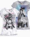 Stay sweet. Whether she likes puppies or ponies, she can dress up her cute, casual looks with one of these glitter graphic tees from Beautees.