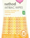 Method Anitbac Wipes All Purpose Cleaning and Disinfecting Wipes, Orange Zest, 35 Count