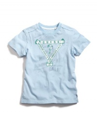 GUESS Kids Boys Tee with Triangle Appliqué, LIGHT BLUE (3T) GUESS Kids Boys Tee with Triangle Appliqué, LIGHT BLUE (3T)