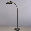 Adjustable floor lamp with lead bronze finish and ebonized nickel accent over metal. On-Off switch. Lead bronze finished metal shade.