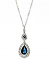 Adorn your neckline with something elegant. This teardrop-shaped pendant highlights round and pear-cut sapphires (1-1/3 ct. t.w.) and round-cut diamonds (1/4 ct. t.w.). Set in 14k white gold. Approximate length: 18 inches. Approximate drop: 1 inch.