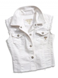 GUESS Kids Girls Little Girl Denim Vest, WHITE (3T) GUESS Kids Girls Little Girl Denim Vest, WHITE (3T)