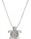 Alex Woo Little Seasons White Gold Sea Turtle Pendant Necklace