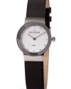 Skagen Women's 358XSSLBC Steel Collection Black Leather Glitz Watch