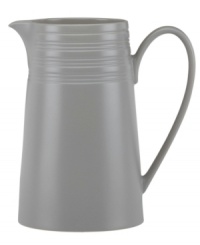 Elegance comes easy with the Fair Harbor pitcher. Durable stoneware in an oyster-gray hue is half glazed, half matte and totally timeless. From the kate spade new york dinnerware collection.