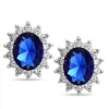 Bling Jewelry Kate Middleton Style Royal Sapphire Color CZ Earrings Sterling Silver