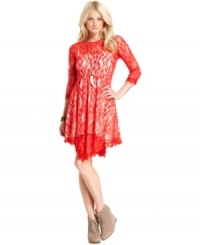 Bright lace adds bold style to this Free People dress for a fashion-forward fall look!