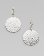 From the Lush Collection. Shimmery discs of hammered sterling silver are accented with 24k yellow gold.Sterling silver 24k yellow gold Length, about 2 Ear wire Imported