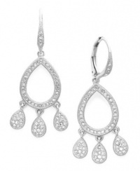 Eliot Danori Earrings, Rhodium-Plated Cubic Zirconia Teardrop Earrings