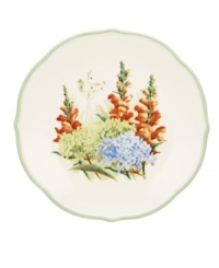 Garden party. The Floral Meadow Hydrangea accent or salad plates bring eternal spring with a bouquet of green, blue and orange rooted in resilient everyday porcelain. A scalloped edge adds to the charm of the graceful mix-and-match Lenox collection. (Clearance) Garden party. The Floral Meadow Hydrangea accent or salad plates bring eternal spring with a bouquet of green, blue and orange rooted in resilient everyday porcelain. A scalloped edge adds to the charm of the graceful mix-and-match Lenox collection. (Clearance)