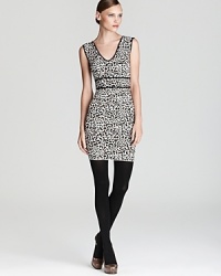 The frock to rock this fall, this BCBGMAXAZRIA dress boasts a trendsetting leopard print in a flattering body-con silhouette--it's the one that offers a seamless commute from the conference room to the cocktail party. The frock to rock this fall, this BCBGMAXAZRIA dress boasts a trendsetting leopard print in a flattering body-con silhouette--it's the one that offers a seamless commute from the conference room to the cocktail party.