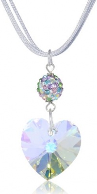 Genuine Swarovski Crystallized Elements Heart and Crystal Fireball Pendant Necklace, 18 Genuine Swarovski Crystallized Elements Heart and Crystal Fireball Pendant Necklace, 18