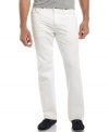 Wear white with confidence with this pair of casually perfect denim pants from Cubavera. A classic seaside look.