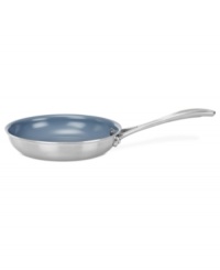 Combining a history of professional performance and unbeatable quality with stainless steel mastery, this fully clad 3-ply fry pan takes center stage in your space. The eco-friendly Thermolon nonstick ceramic coating and thick aluminum core promote hassle-free meals where food cooks quickly, evenly & releases with ease. 2-year warranty. Combining a history of professional performance and unbeatable quality with stainless steel mastery, this fully clad 3-ply fry pan takes center stage in your space. The eco-friendly Thermolon nonstick ceramic coating and thick aluminum core promote hassle-free meals where food cooks quickly, evenly & releases with ease. 2-year warranty.