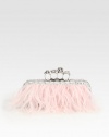 An ultra-feminine style with luxurious dyed ostrich feathers accented with an iconic knuckle closure.Top clasp closureLeather lining8½W X 4H X 1½DMade in Italy