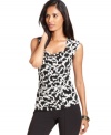 A vibrant, high-contrast print and ruched details make this Style&co. top gorgeous to layer or wear on its own.