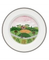 A hunter and his hound dog follow tracks up and down the hillside on this Design Naif salad plate, featuring premium Villeroy & Boch porcelain.