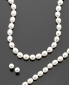 Elegant sophistication starts with this pretty three-piece pearl set including a freshwater pearl necklace (7-8 mm) measuring 18 inches with a sterling silver clasp, a freshwater pearl bracelet (7-8 mm) measuring 7-1/2 inches with a sterling silver clasp and freshwater pearl earrings (7-8 mm) with sterling silver posts.