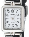 Carriage Women's C2A901 Silver-Tone Rectangular Case Black Leather Strap Watch