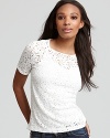 A delicate lace front contrasts a knit back on this Generation Love top, a romantic topper to your favorite jeans.