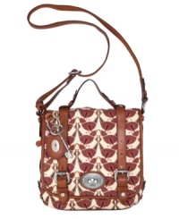 Bursting with a personality all its own, this printed design from Fossil will put you in the style spotlight. Iconic silver-tone hardware and a must-have silhouette create the perfect take-anywhere look. Bursting with a personality all its own, this printed design from Fossil will put you in the style spotlight. Iconic silver-tone hardware and a must-have silhouette create the perfect take-anywhere look.