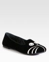 Irresistibly cute and quirky, these soft velvet flats have leather trim and smooth satin lining. Velvet and leather upperSatin liningLeather solePadded insoleImported