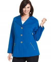 Add a lightweight layer to your look this season with Alfani's plus size jacket, featuring a single-breasted button front. Add a lightweight layer to your look this season with Alfani's plus size jacket, featuring a single-breasted button front.