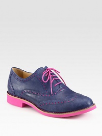 Candy-colored hues brighten this timeless leather oxford with wingtip details. Rubber heel, 1 (25mm)Leather upperLeather liningRubber solePadded insoleImported Candy-colored hues brighten this timeless leather oxford with wingtip details. Rubber heel, 1 (25mm)Leather upperLeather liningRubber solePadded insoleImported