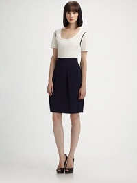 Soft finespun cotton, accented with subtle contrast piping.ScoopneckShort sleeves95% cotton/5% elastaneImported of Swiss fabricModel shown is 5'9 (175cm) wearing US size 4. Soft finespun cotton, accented with subtle contrast piping.ScoopneckShort sleeves95% cotton/5% elastaneImported of Swiss fabricModel shown is 5'9 (175cm) wearing US size 4.