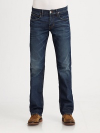 EXCLUSIVELY AT SAKS. A trim, slim-fitting silhouette that eases into a slight bootcut leg creating a long, lean effect, finished in a well-worn, medium-blue wash for the classic man of style with an appreciation for modern flare.Five-pocket styleInseam, about 3498% cotton/2% elastaneMachine washMade in USA EXCLUSIVELY AT SAKS. A trim, slim-fitting silhouette that eases into a slight bootcut leg creating a long, lean effect, finished in a well-worn, medium-blue wash for the classic man of style with an appreciation for modern flare.Five-pocket styleInseam, about 3498% cotton/2% elastaneMachine washMade in USA
