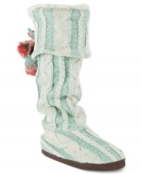 Fun and cozy is the name of this game. Muk Luk's Anika faux-fur booties feature a round toe and pompon detail. Fun and cozy is the name of this game. Muk Luk's Anika faux-fur booties feature a round toe and pompon detail.