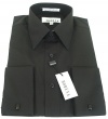 Mens Modena Solid Black French Cuff Dress Shirt
