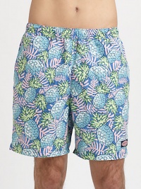Enjoy a tropical state of mind when wearing these quick-drying trunks, finished in classic-fitting, pineapple print.Elastic waistbandSide slash, back flap pocketsInseam, about 6PolyesterMachine washImported