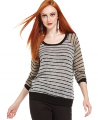 Metallic details add shimmer and shine to this Bar III striped sweater -- perfect for unexpected daytime glam! Metallic details add shimmer and shine to this Bar III striped sweater -- perfect for unexpected daytime glam!